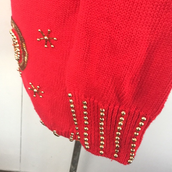 PK Eliot Christmas sweater Golden bead knit Holiday Festive Size M - Picture 8 of 13